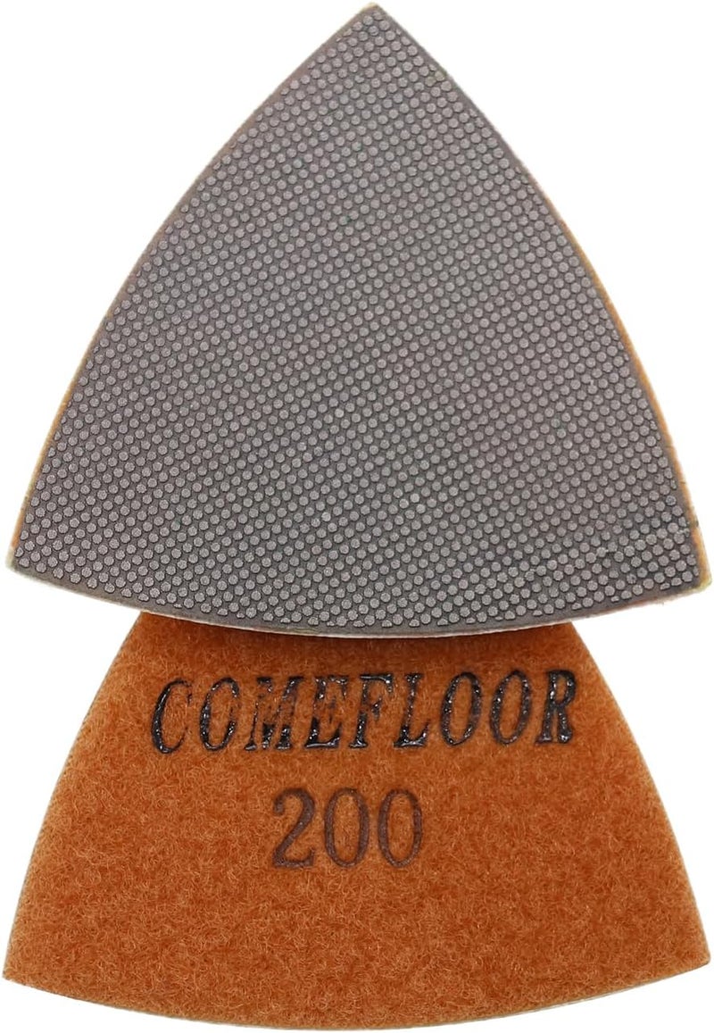 ComeFloor Triangular Diamond Polishing Pads for Corner Edge, Electroplated Sanding Pads for Oscillating Multi-Tools, 3’’(80mm), Grit 200, 4PCS - Image 1